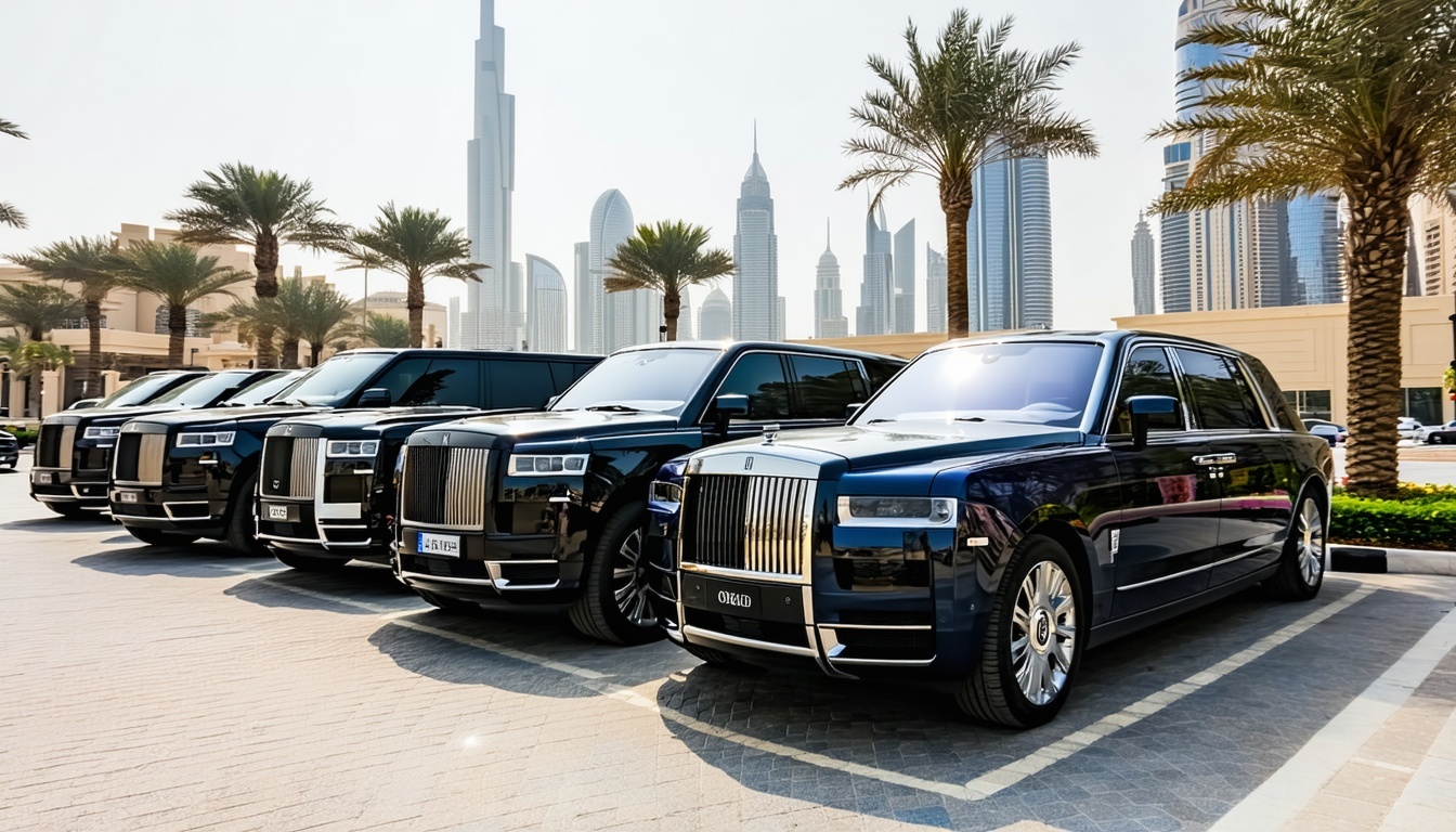 Luxury travel vehicles ready for Dubai city tours