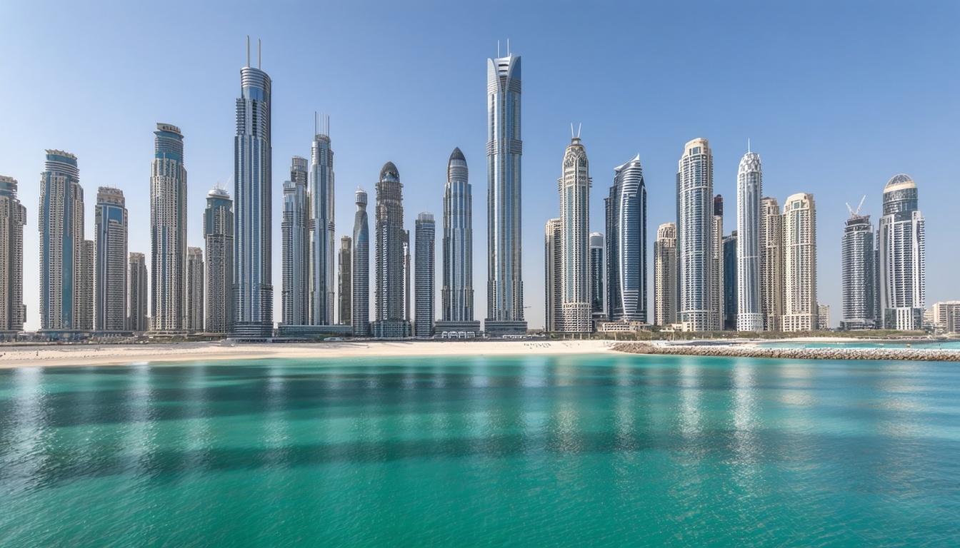 Luxury Dubai cityscape with travel attractions